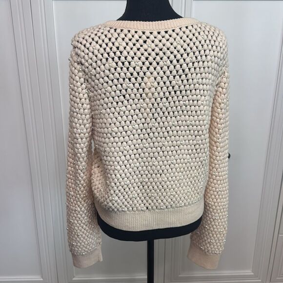 Alice + Olivia Cream Pearl Cardigan Wool‎ Large - Picture 4 of 6